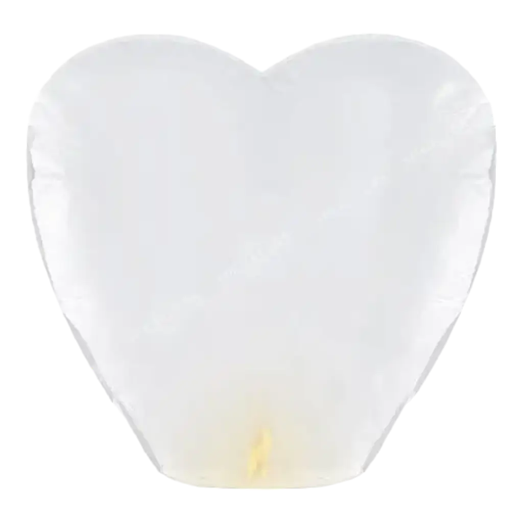 Hvide flyvende lanterner i hjerteform XL
