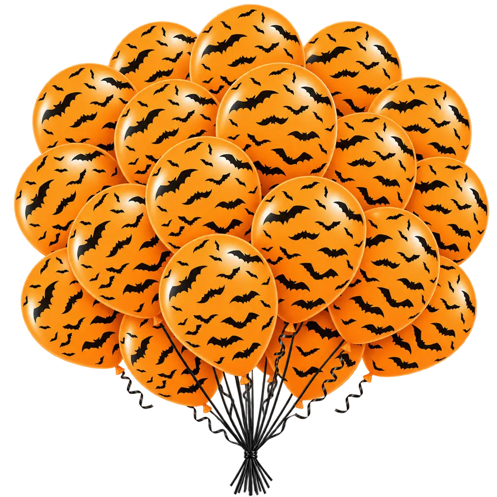 Sæt med 50 Halloween-balloner med flagermusmotiv