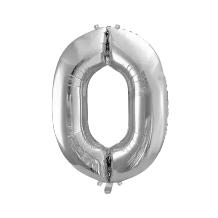 Fødselsdagsballon nummer 0 Sølv 86cm
