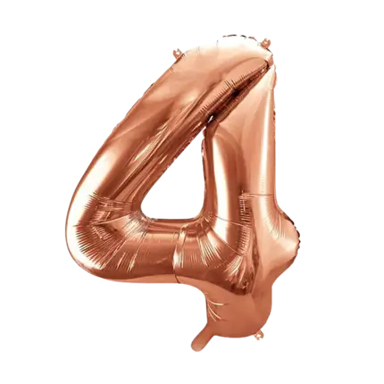 Fødselsdag ballon nummer 4 Rose guld 86cm