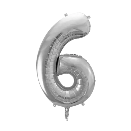 Fødselsdag Ballon nummer 6 sølv 86cm