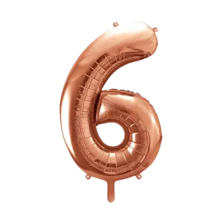 Fødselsdag Ballon nummer 6 Pink Guld 86cm