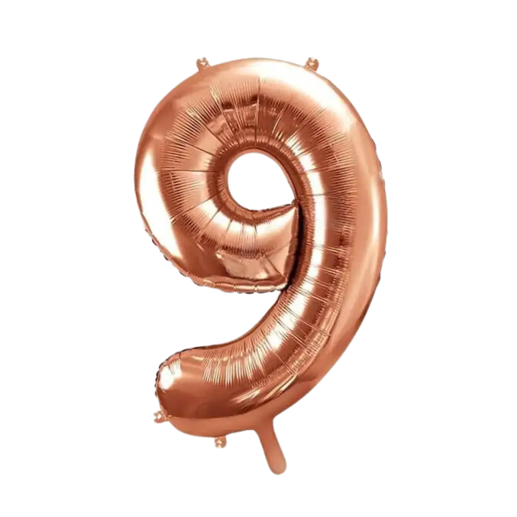 Fødselsdag ballon nummer 9 rose guld 86cm