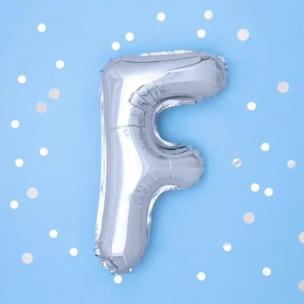 Ballon bogstav F sølv - 35 cm