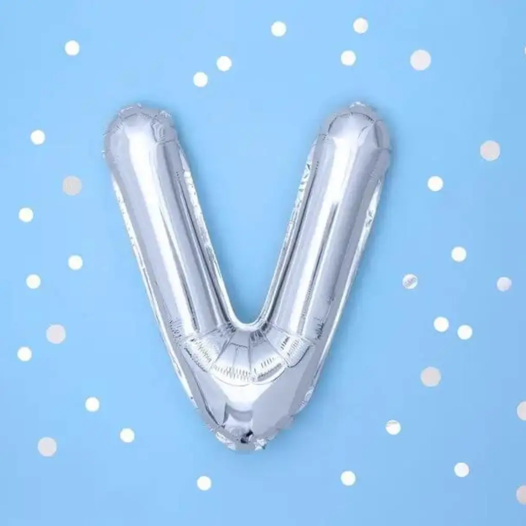 Ballon bogstav V sølv - 35 cm