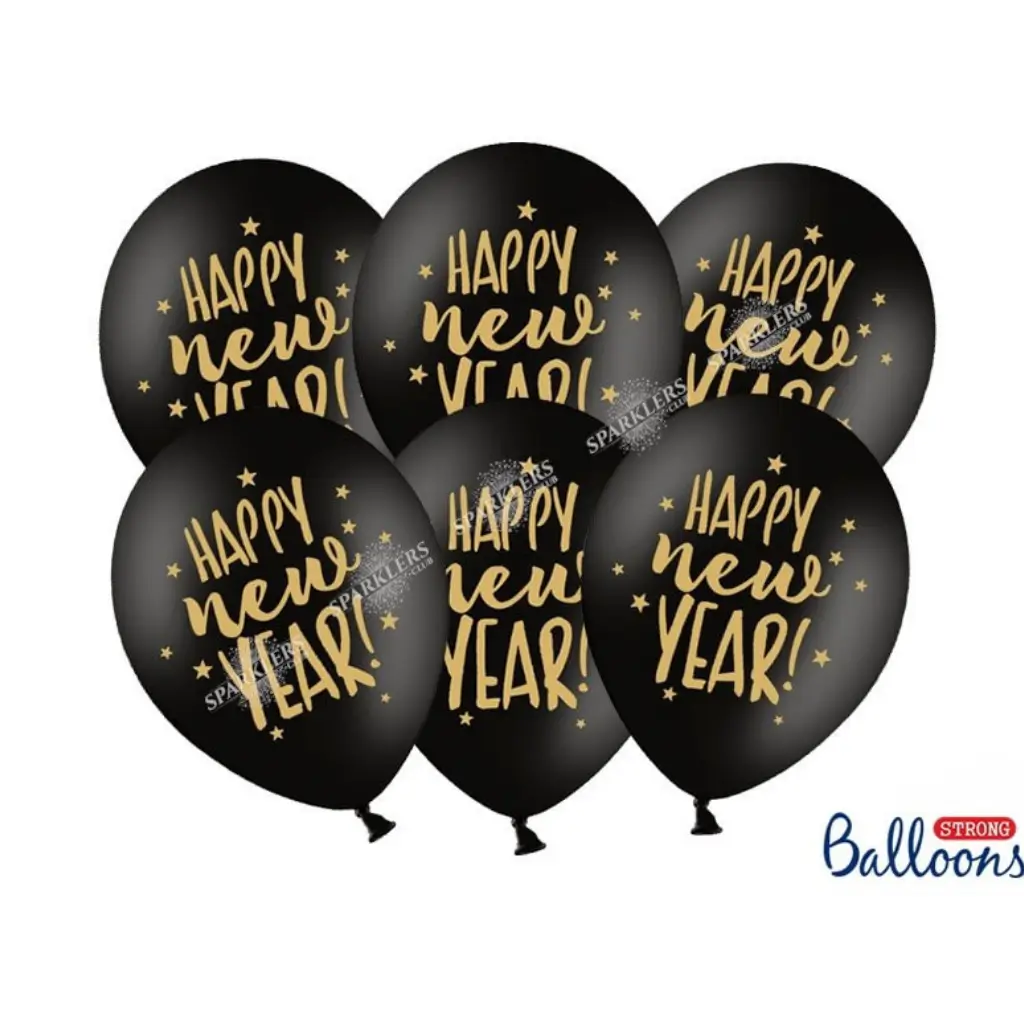 Pakke med 50 sorte lykkebringende nytår-balloner