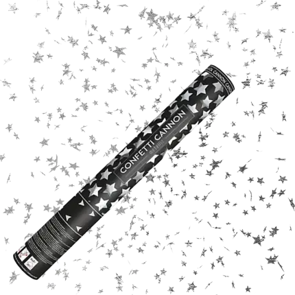 40 cm konfetti-kanoner i sølvstjerne