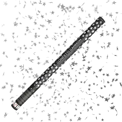 80 cm sølvfarvede stjerne konfettistokke