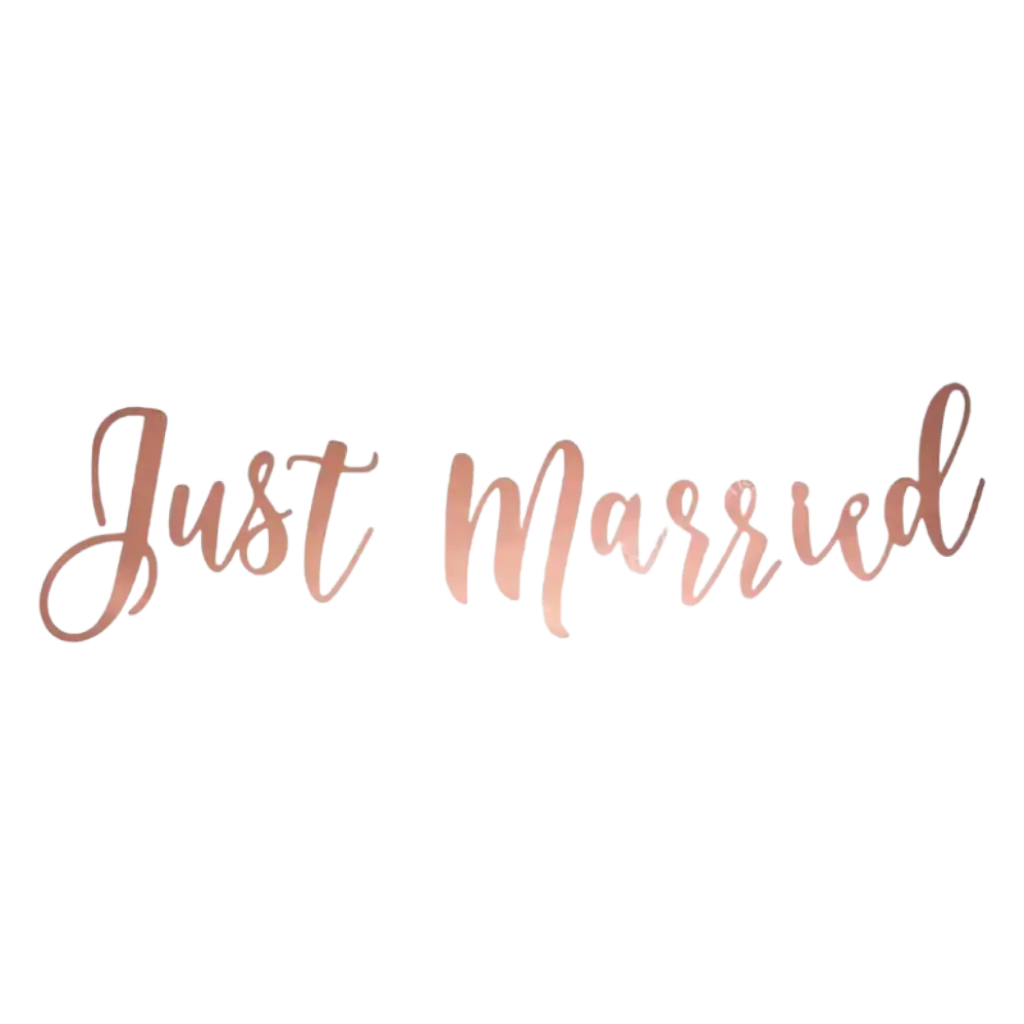 Just Married-banner, rosa guld
