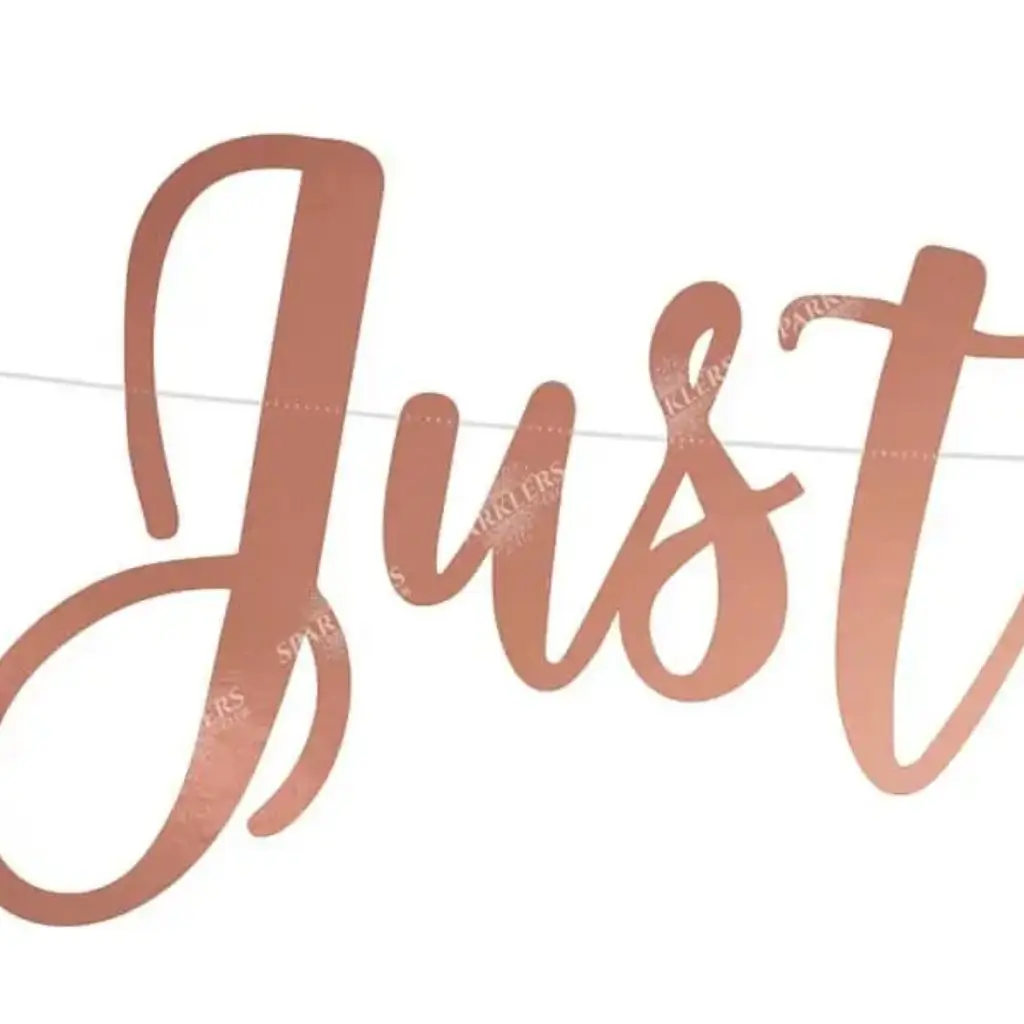 Just Married-banner, rosa guld