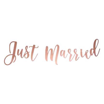 Just Married-banner, rosa guld