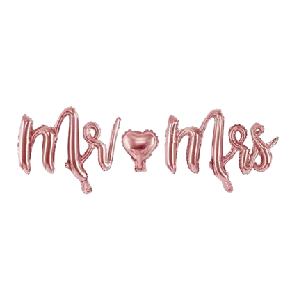 Mr & Mrs pink guld heliumballon