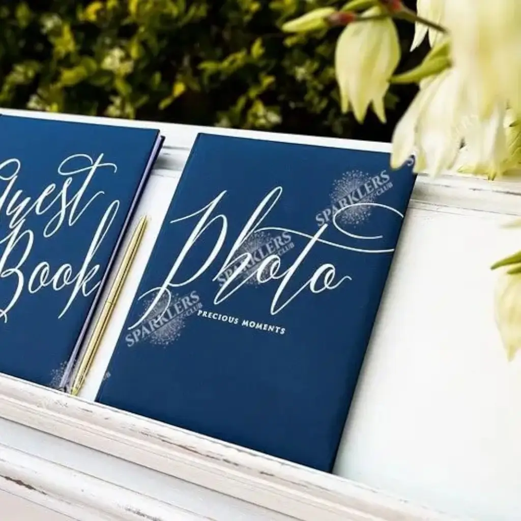 Bryllup gæstebog navy blå