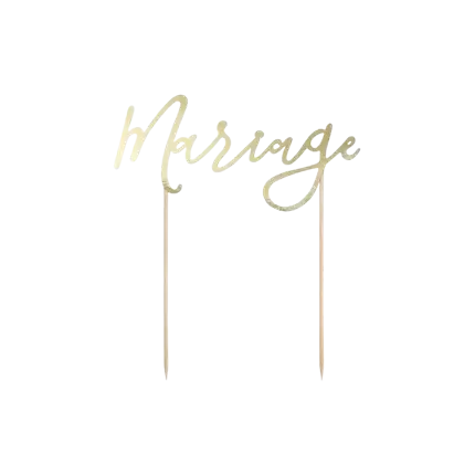 Kagedekoration Bryllup, guld, 22.5cm