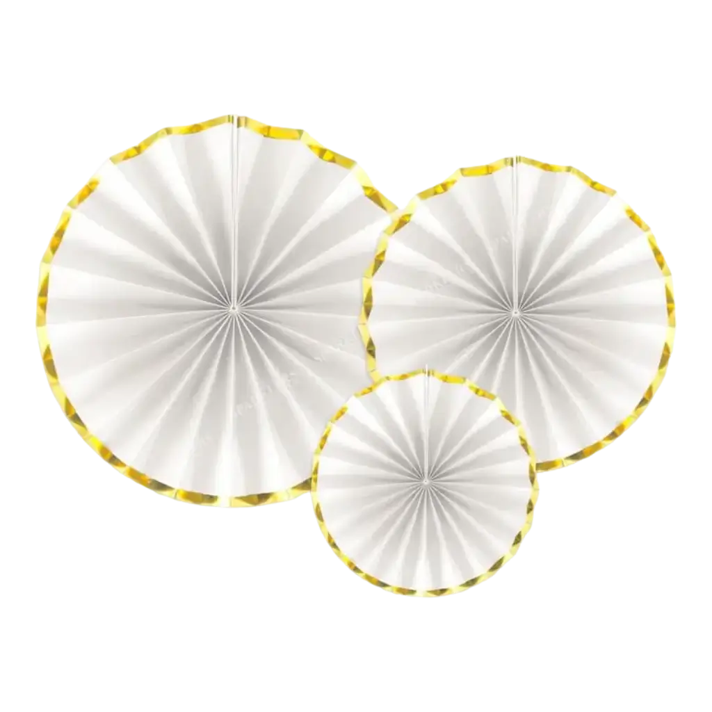 Hvide dekorative roser med guldkanter (3 stk.)
