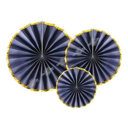 Dekorative blå roser med guldkanter (3 stk.)