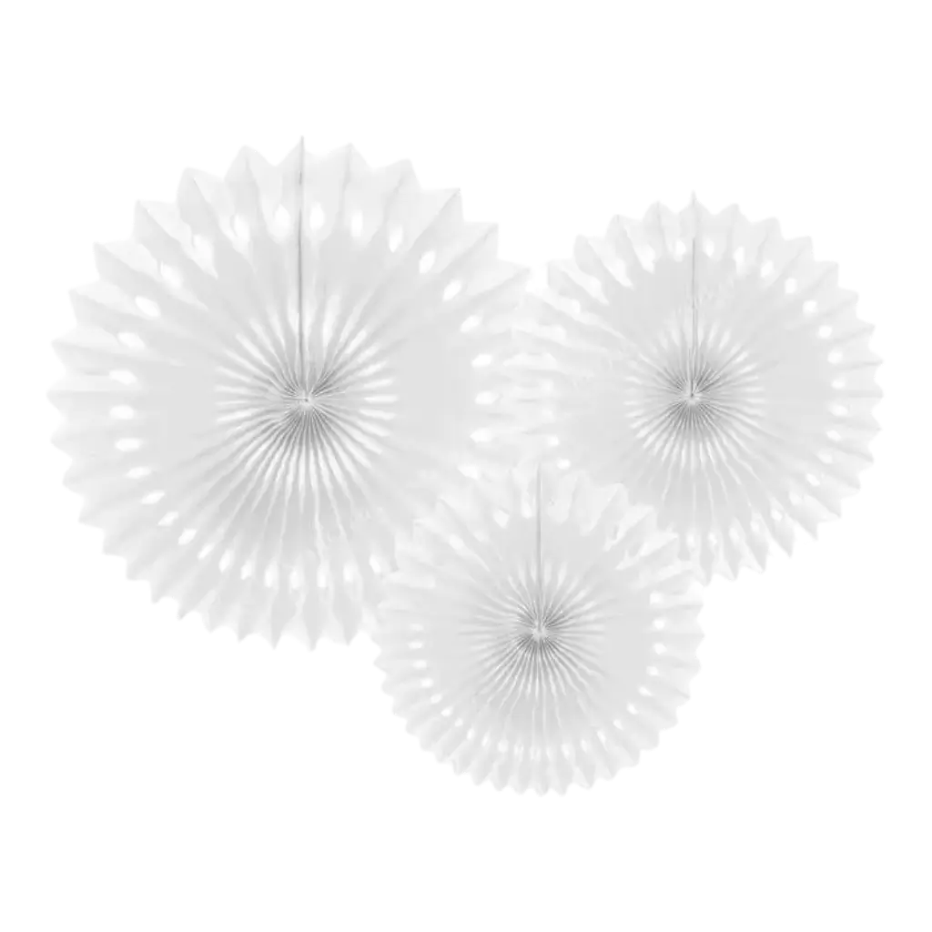 Dekorative rosetter, hvide, 20-30 cm (3 stk.)
