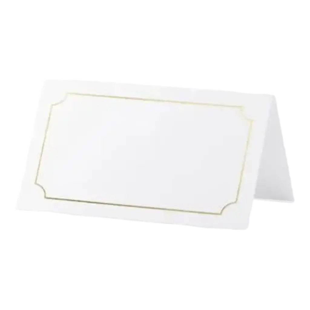 Originale bordkort i hvidt og guld (sæt med 10)