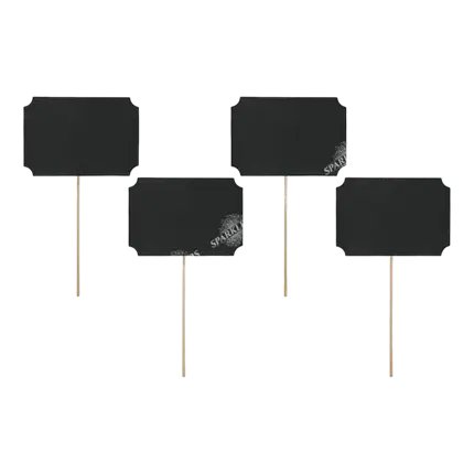 Bordmarkør på pinde og sort ramme (sæt med 4 stk.)