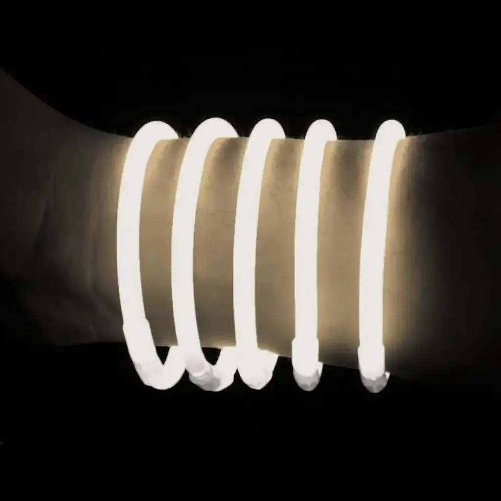 Hvid fluorescerende armbånd (sæt med 100 stk.)