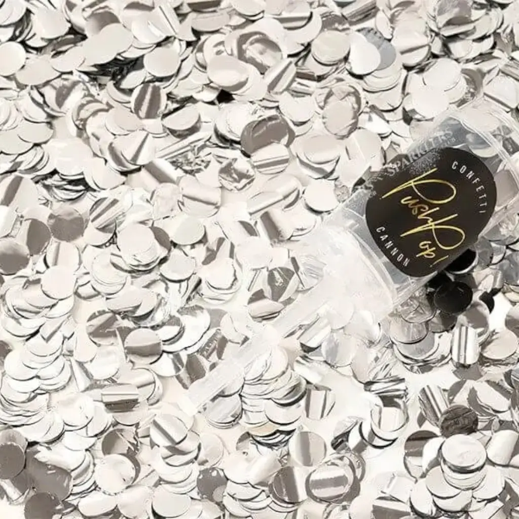 Sølv push pop konfetti