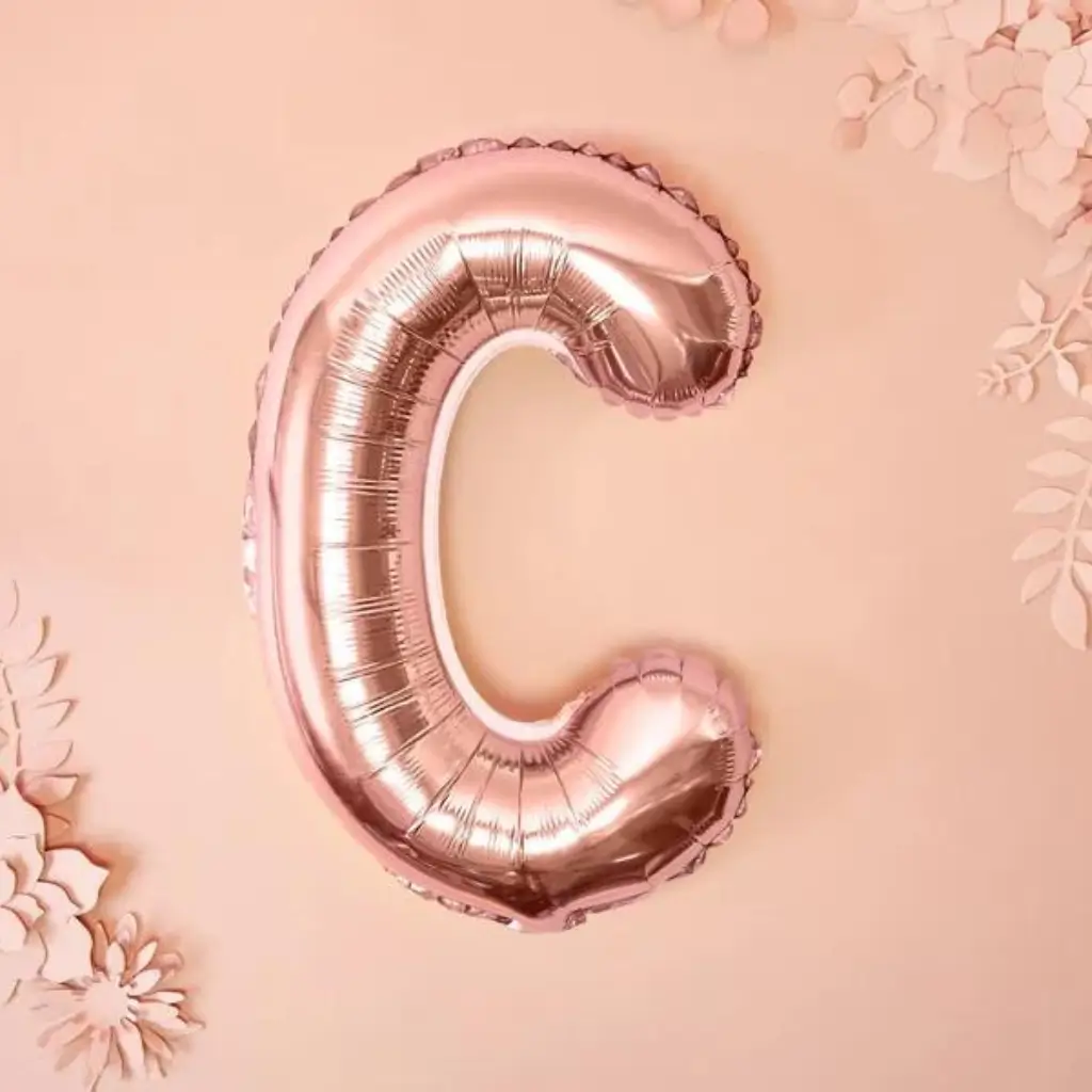 Ballon bogstav C rosa guld - 35 cm