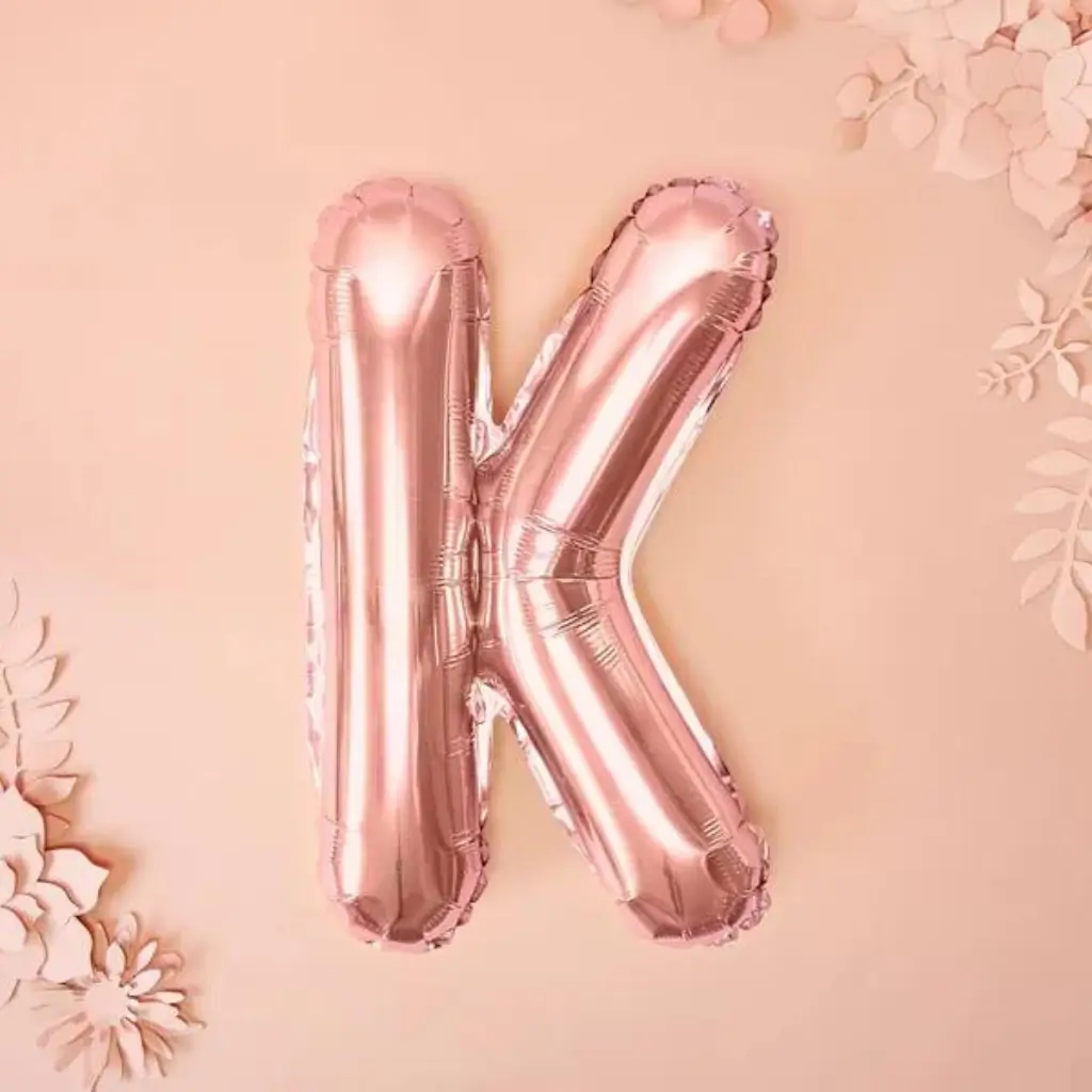 Ballon bogstav K rosa guld - 35 cm