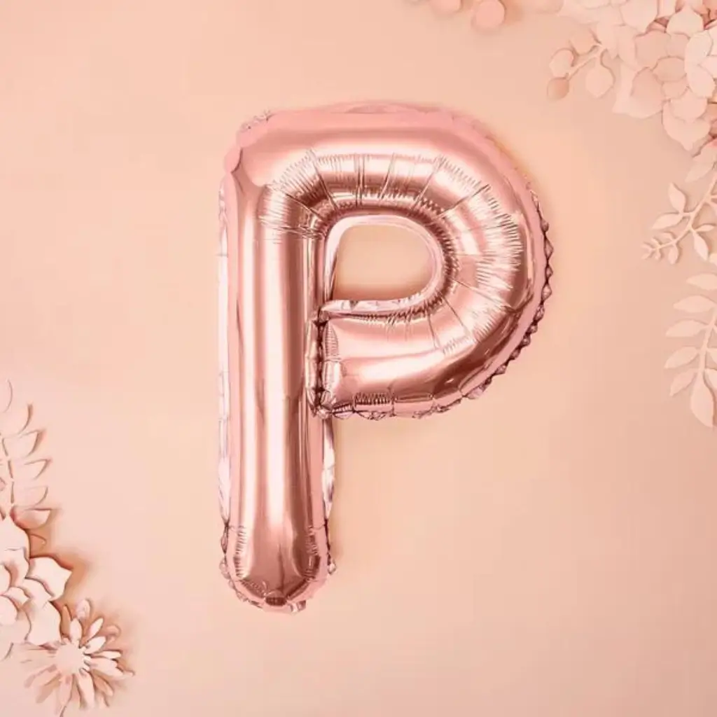 Ballon bogstav P pink guld - 35 cm