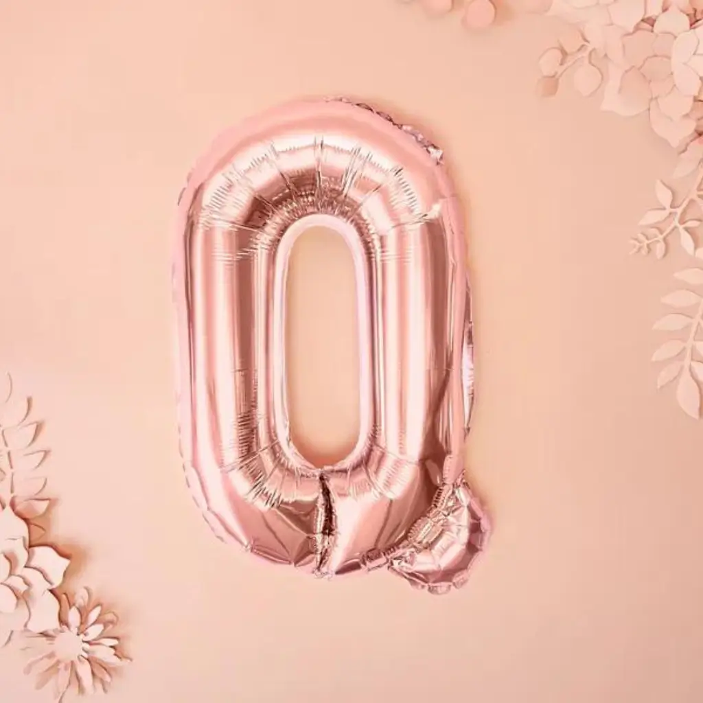 Ballon bogstav Q rosa guld - 35 cm