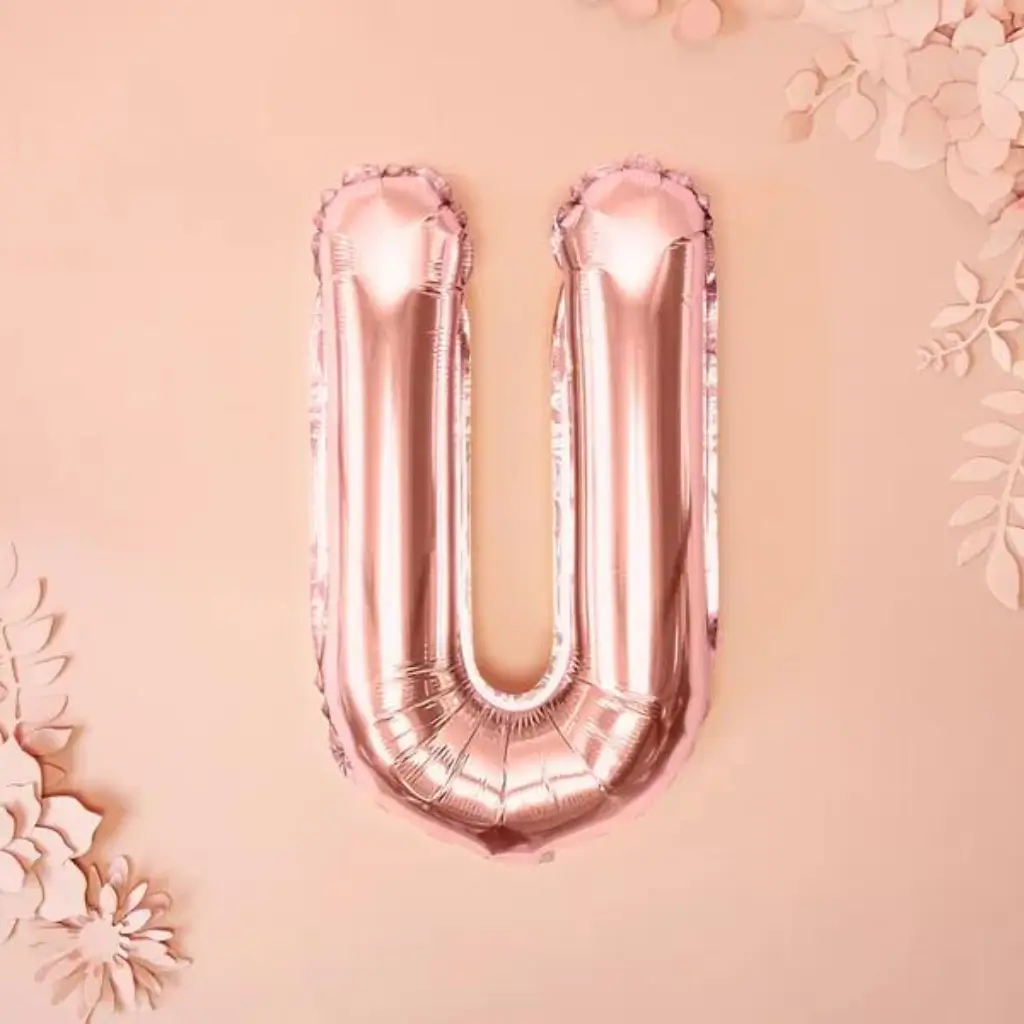 Ballon bogstav U Pink Gold - 35 cm