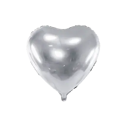 Hjerte Ballon sølv metallic 61cm