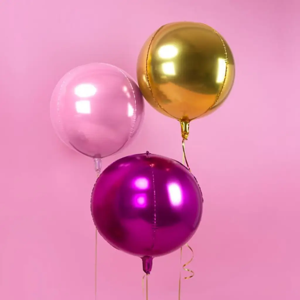 Rund metallic pink ballon i Mylar 40cm