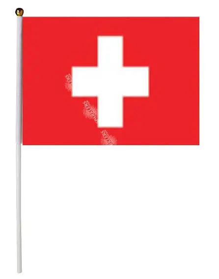 Pakke med 12 schweiziske flag 14x21cm