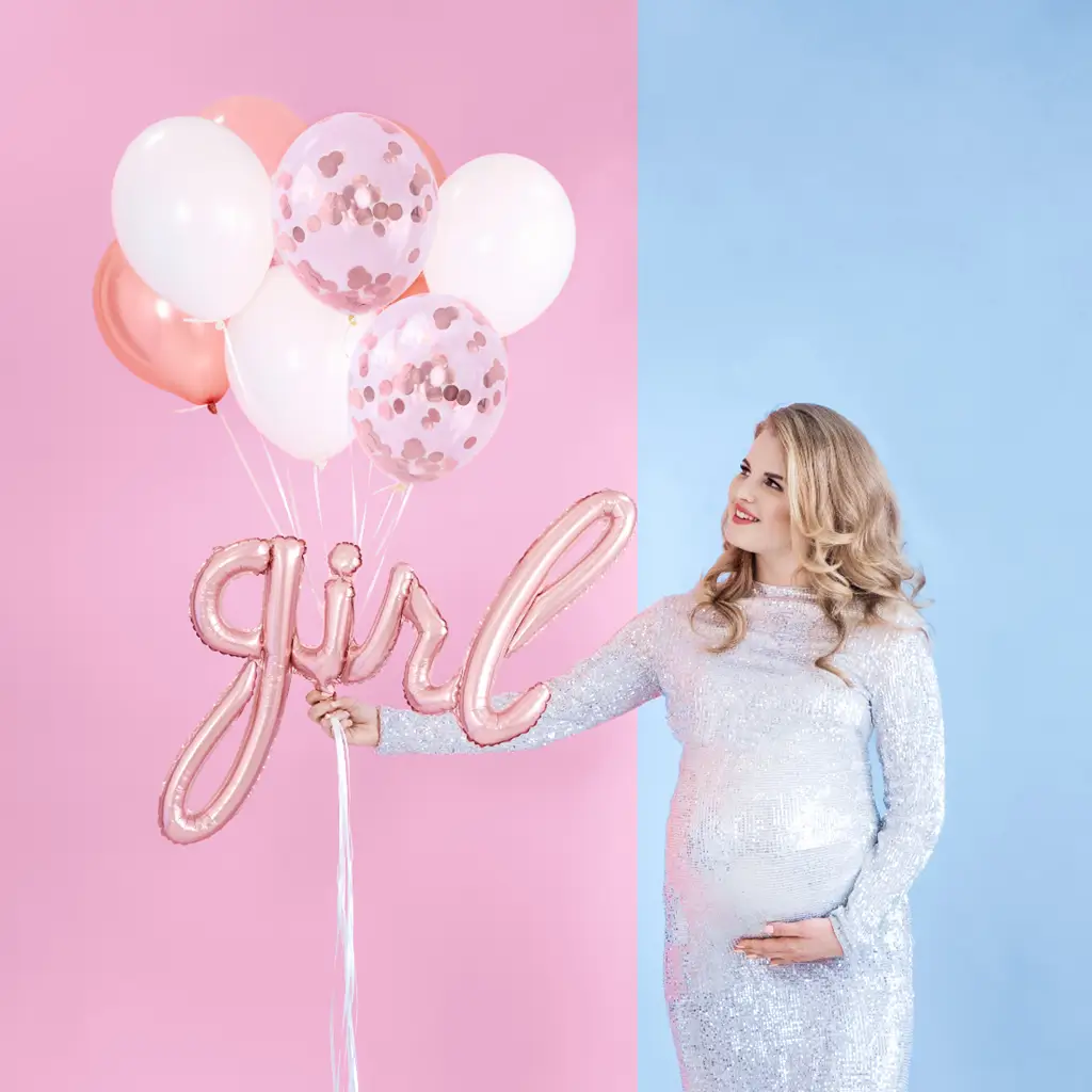 Pakke med 100 balloner i metallic rosa guld