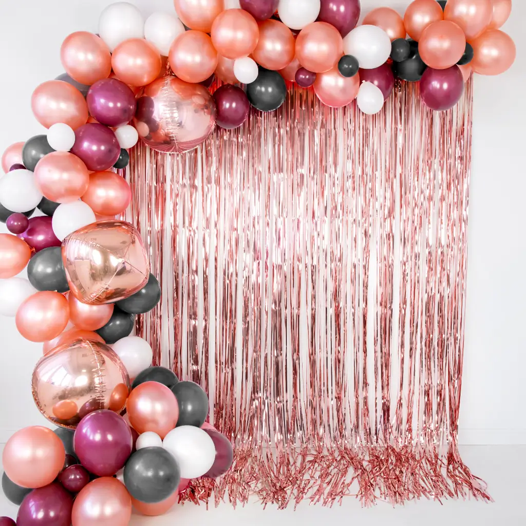 Pakke med 100 balloner i metallic rosa guld