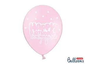 Pakke med 10 HAPPY BIRTHDAY BABY GIRL Balloner Pink