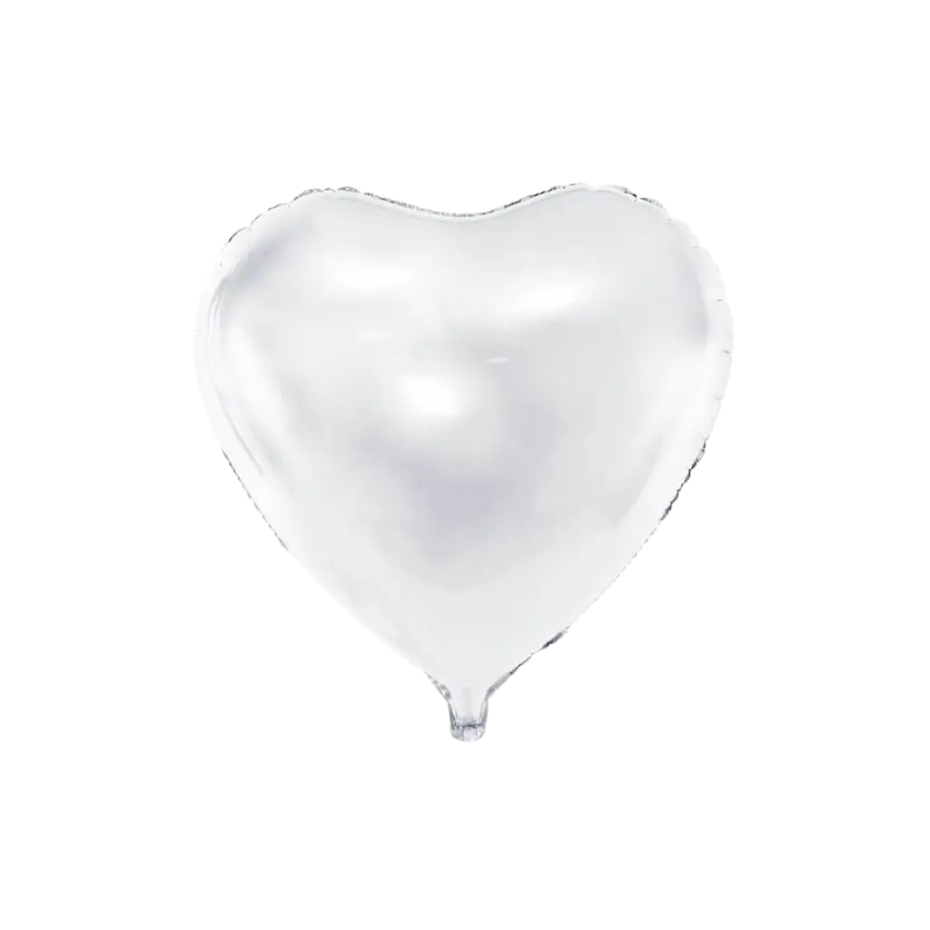 Hvid metallic hjerte ballon 61cm