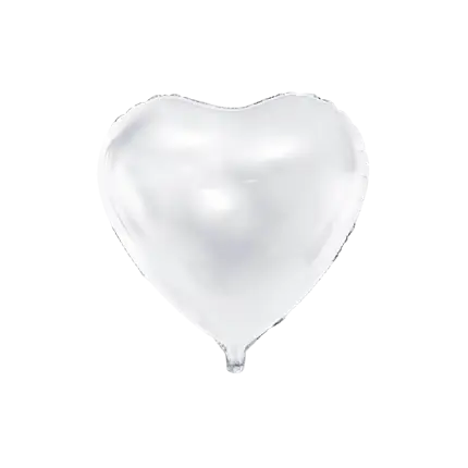 Hvid metallic hjerte ballon 61cm