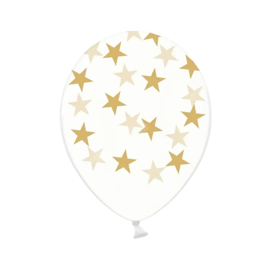 50 gennemsigtige balloner med guldstjernemønster