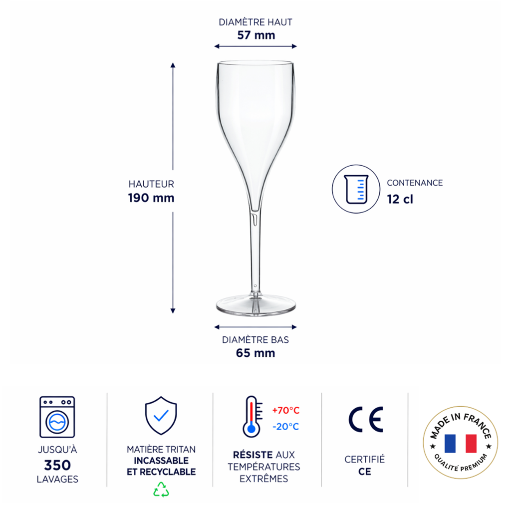 Gennemsigtig champagnefløjte 12cl