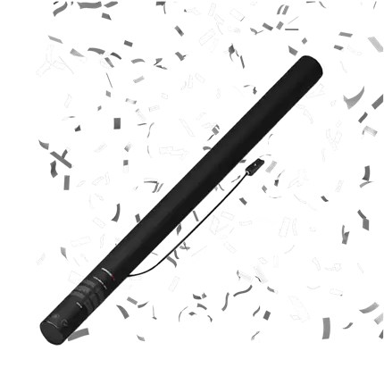 Elektrisk konfettipistol Hvid og sølv 80 cm