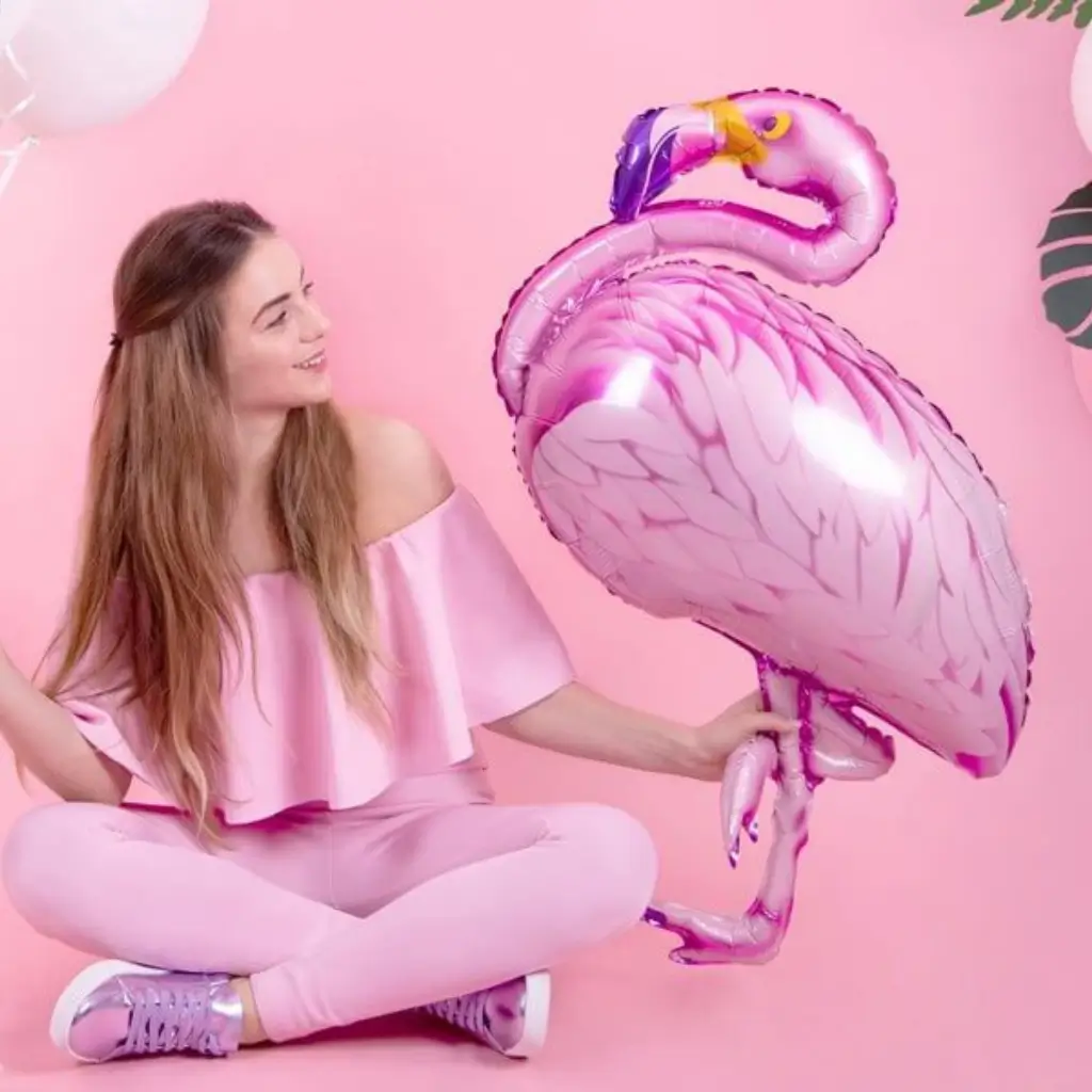 Kæmpe lyserød flamingo ballon 70x95cm