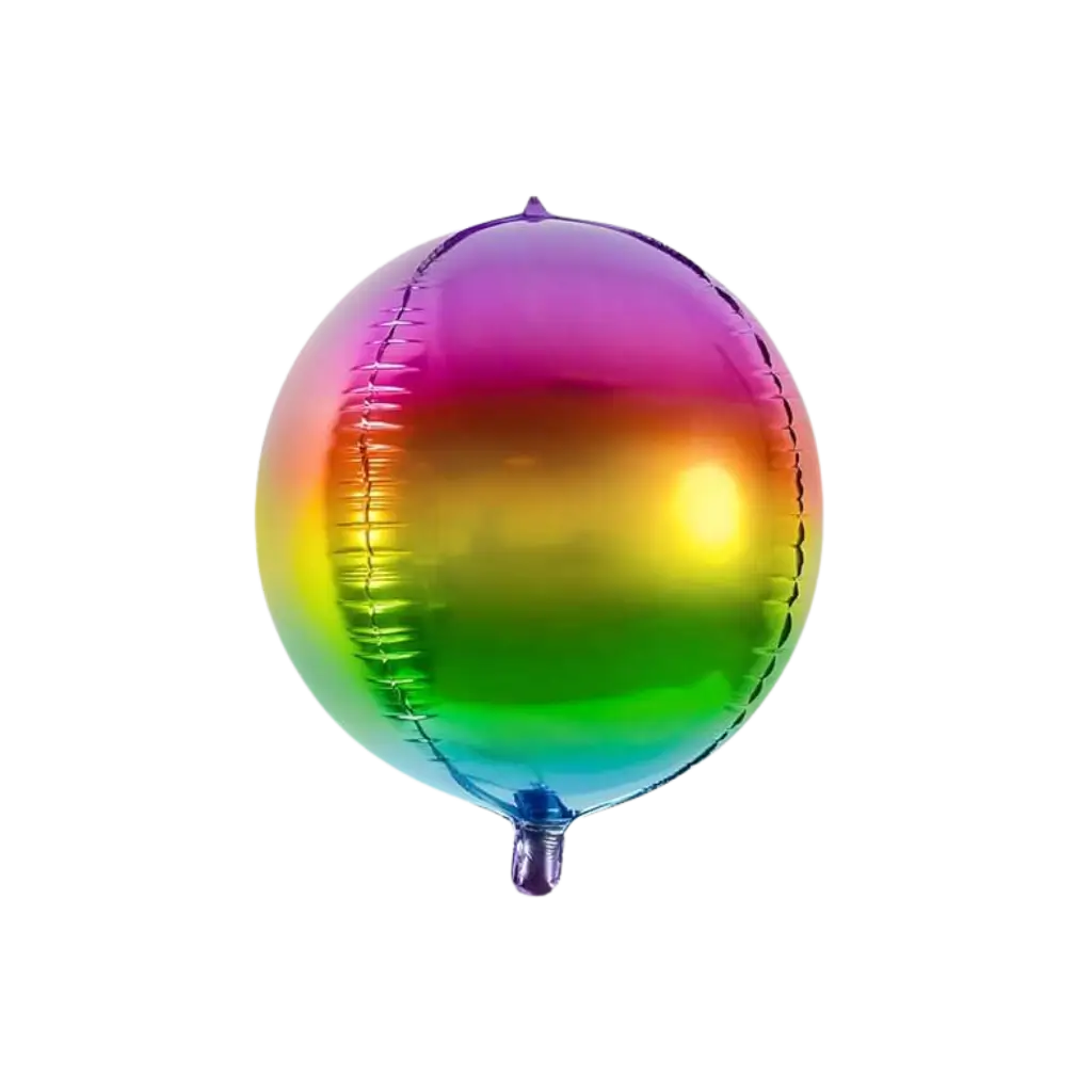 Rund metallic regnbue ballon 40cm