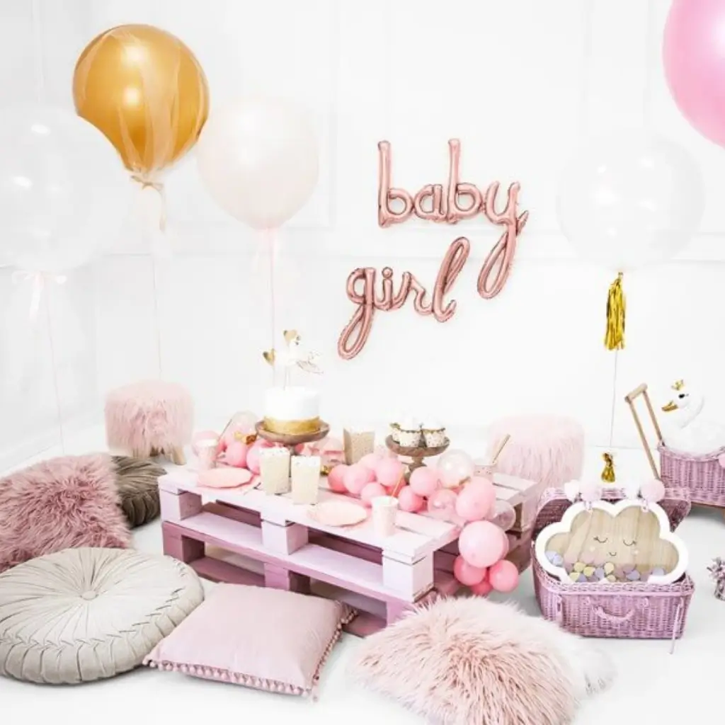 Metal Ballon Baby Pink Guld 73x75cm