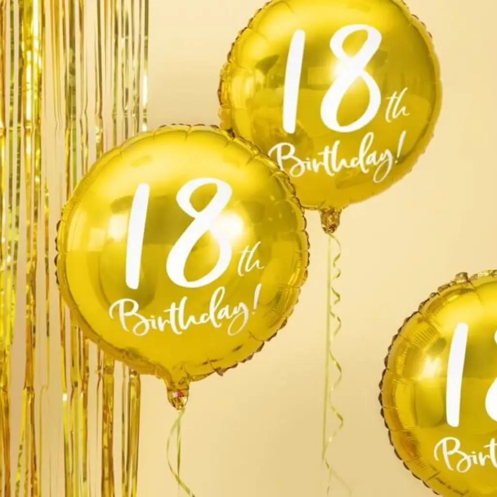 Ballon til 18-års fødselsdag guld ø45cm