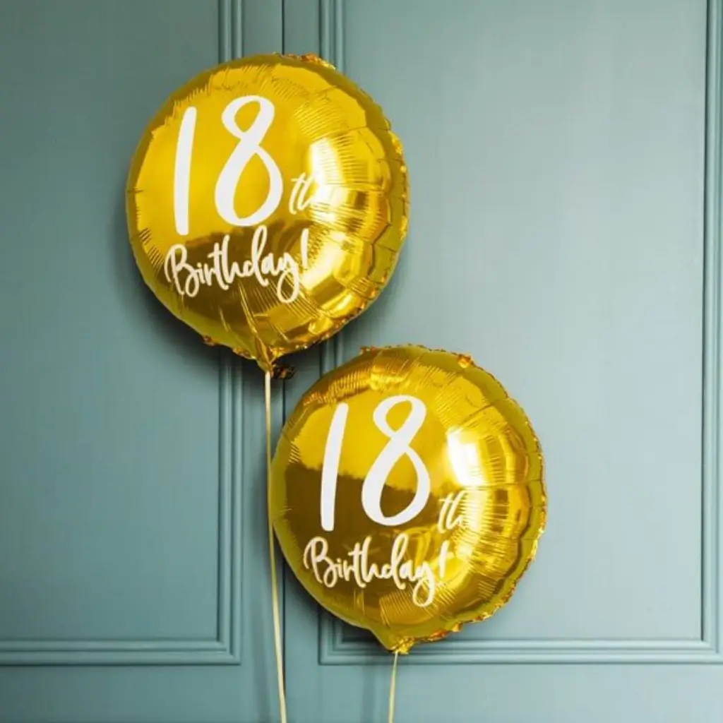 Ballon til 18-års fødselsdag guld ø45cm