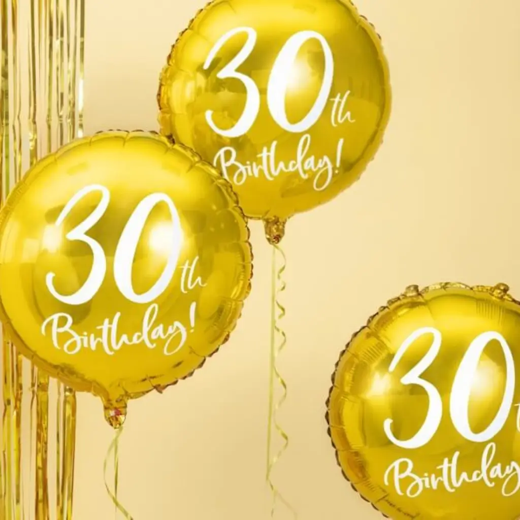 30-års fødselsdag Ballon guld ø45cm