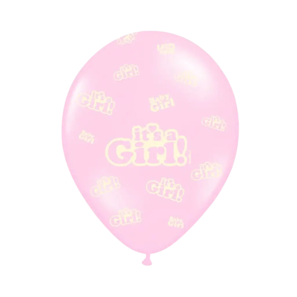 Sæt med 6 "Det er en pige"-balloner Mix