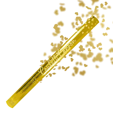 Confetti pistol 60cm metallic guld hjerte