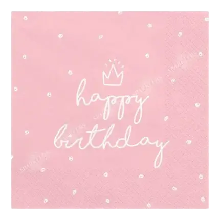 Pakke med 20 Happy Birthday-papirservietter, pink